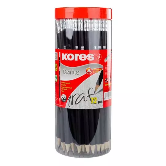 Lápices de grafito Kores 2-HB bote 72 pzas