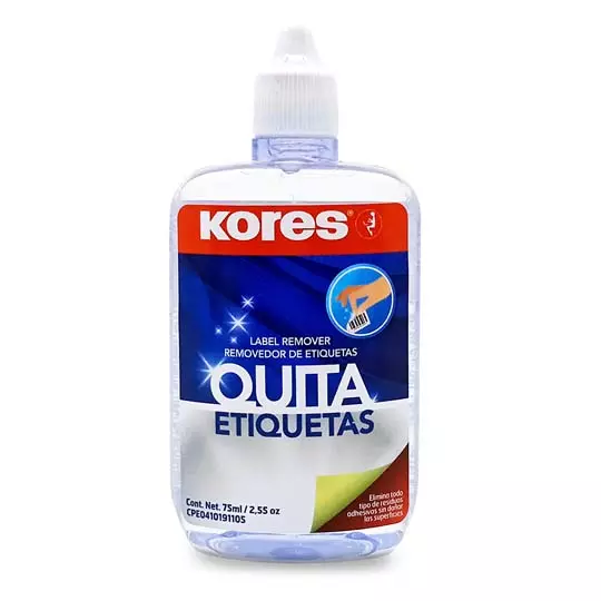 Liquido quita etiquetas Kores, botella