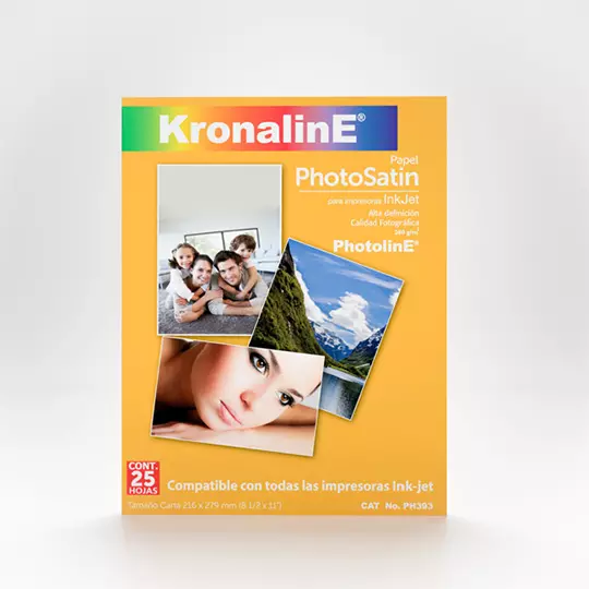 Papel fotográfico Kronaline satín tamaño carta paquete con 25 hojas