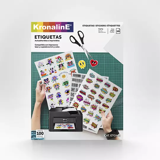 LM-Etiqueta laser Kronaline ETQ025 tamaño carta paquete con 100 hojas