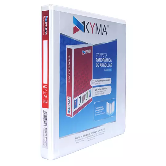 Carpeta panoramica KYMA carta cubierta mate herraje en "O" de 0.5 pulgada