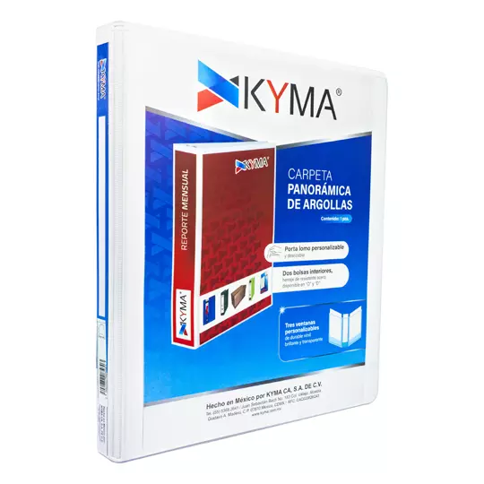 Carpeta panoramica KYMA carta blanca herraje en "D" de 0.5 pulgadas