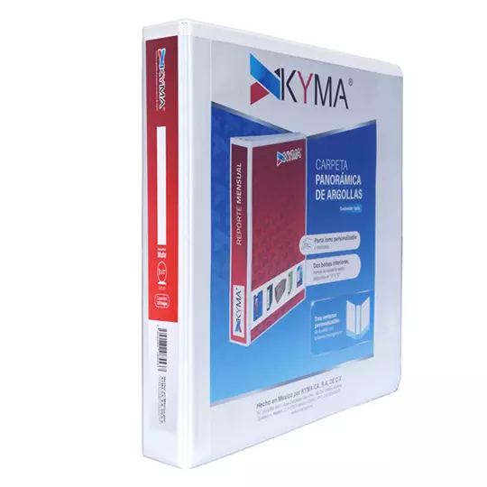 LM-Carpeta panorámica KYMA carta blanca cubierta mate herraje en "O" de 1.5"