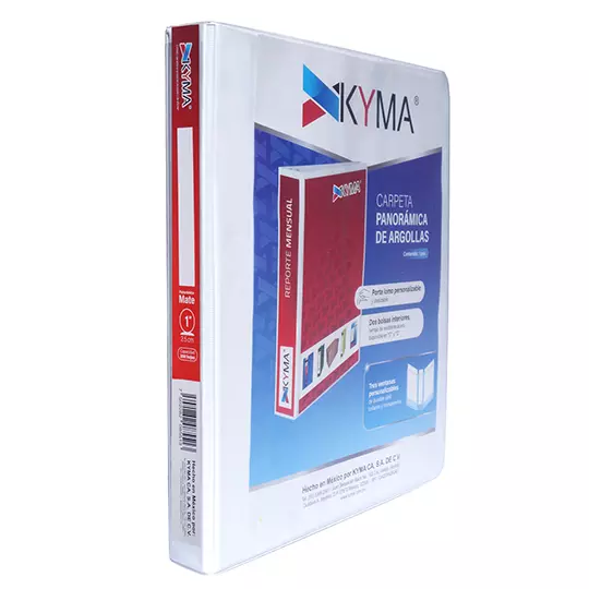 Carpeta Panorámica KYMA carta blanca cubierta mate herraje "O" 1 pulgada