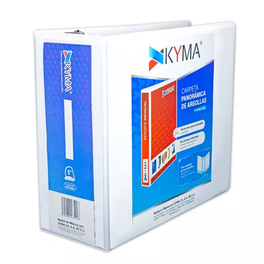 Carpeta panorámica KYMA carta blanca herraje en "D" de 5 pulgadas