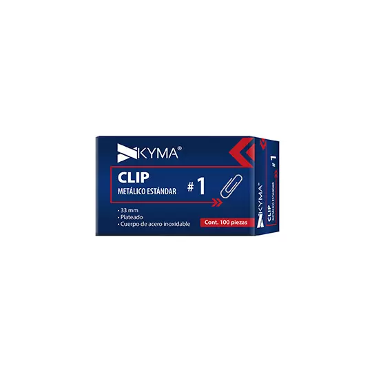Clip metálico kyma estándar no.1 33mm c/100 pzs