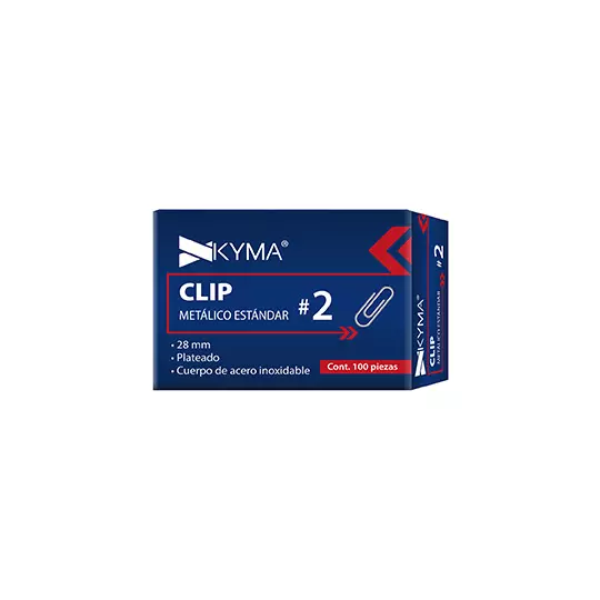 Clip metálico kyma estándar no.2 28mm c/100 pzs