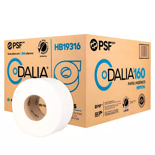 Papel Higiénico blanco Dalia, caja c/12 bobinas jr 160 m c/u