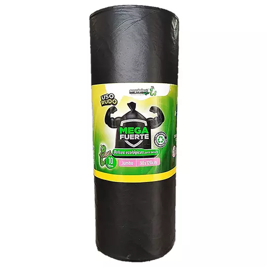 Bolsa jumbo uso rudo ANGUIPLAST, rollo 10 bolsas calibre 180 Medida de 90x120 cm