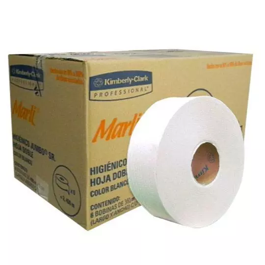 Papel Higiénico blanco Marli,caja c/6 bobinas jumbo 360 m mod 90532