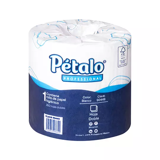 Papel Higiénico blanco Petalo, colchon c/ 96 rollos 260 hjs dobles