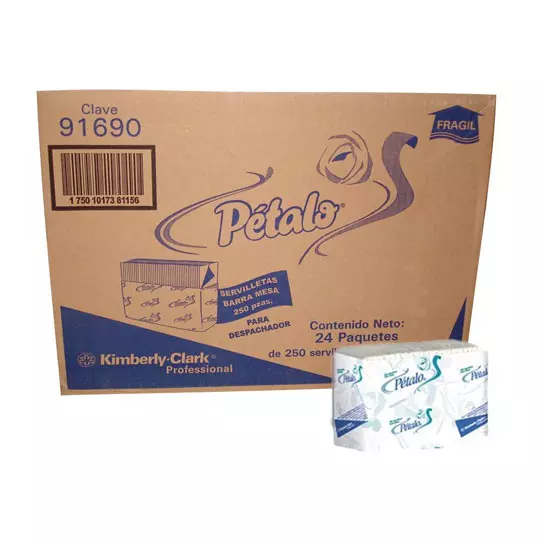 Servilleta barra mesa 91694 Petalo con 24 paq. 250 pzas