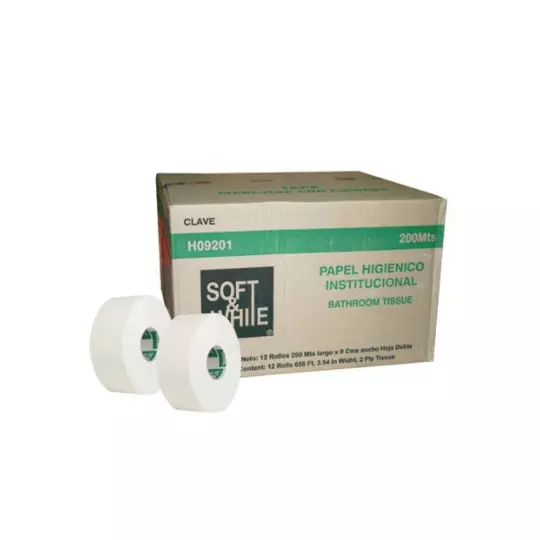 Papel Higiénico blanco soft & white,cajac/ 12 bobinas 200 m mod h09201