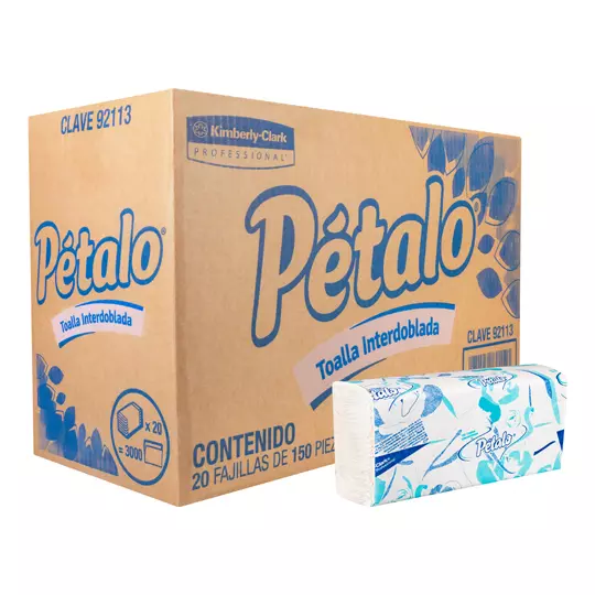 Toalla interdoblada Petalo mod 92113, caja c/ 20 paq. 150 hjs