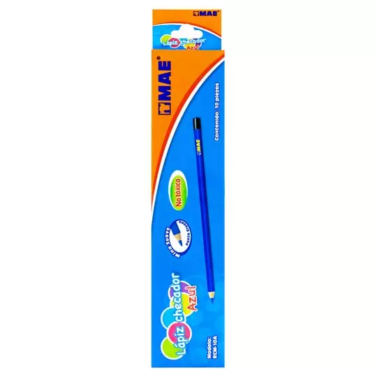 Lapiz checador mae color azul caja con 10 piezas