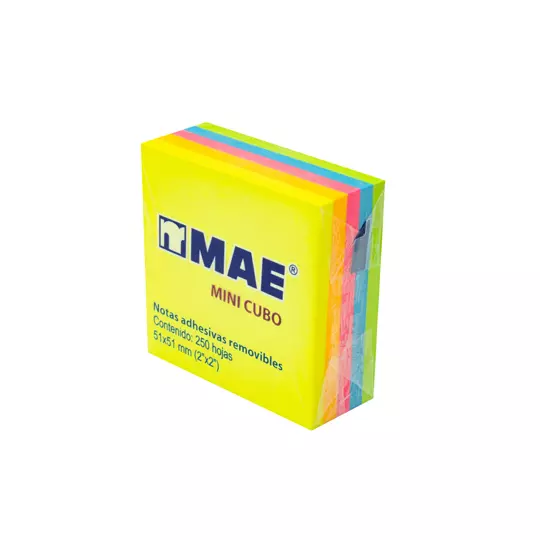 Notas Adhesivas MAE neón 2x2 pul block con 250 hojas de colores