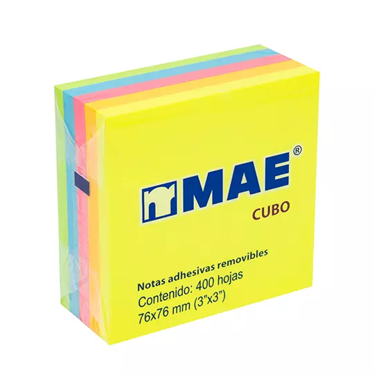 Block de notas adhesivas colores neon 3x3 mae