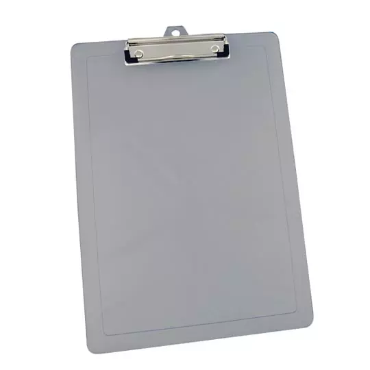 Tabla plástica carta/oficio color humo con gancho wire clip