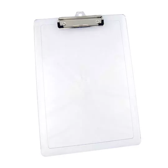Tabla plastica carta/oficio transparentecon gancho wire clip