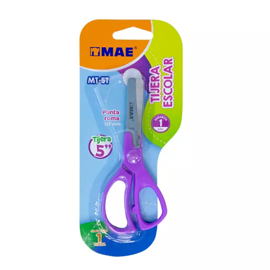 Tijera escolar MAE de 5 pulgadas colores surtidos 1 pieza