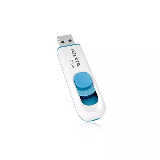 Memoria USB Adata C008, 64GB, USB 2.0, Azul/Blanco