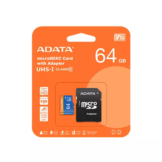 Memoria Flash Adata Premier, 64GB MicroSDXC UHS-I Clase 10, con Adaptador