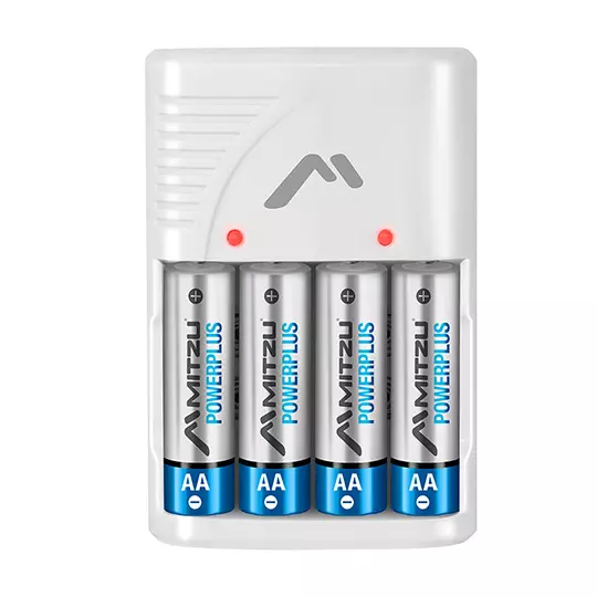 Cargador de pilas MITZU de clavija para pilas AA,AAA y 9v, 700 mAh, incl. 4pilas
