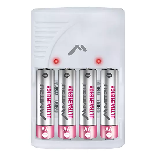Cargador de pilas MITZU de clavija para pilas AA, AAA,9v 2500 mAh incl. 4 pilas