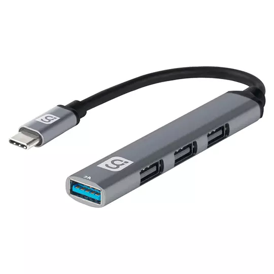 Hub entrada C GREENLEAF 4 puertos USB 3.0 plateado