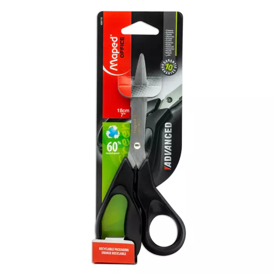 Tijera advanced green Maped de 18 cm  color negro, asimétricas