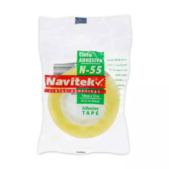 Cinta corte fácil N55 Navitek transparente 18 mm x 33 m uso escolar/oficina