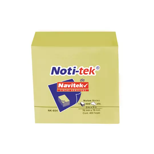 Notas adhesivas Navitek color amarillo 3" x 3" 12 blocks con 100 hojas cada uno