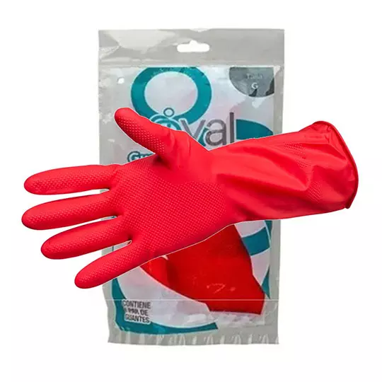 Guantes de latex rojo Oval tamaño chico.