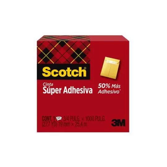 Cinta transparente Scotch Super Adhesiva 19mmx25.4m caja con 1 pieza
