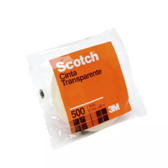 Cinta utilitaria transparente 3M Scotch 508 Med: 12 mm x 66 m bolsa c/1 pieza