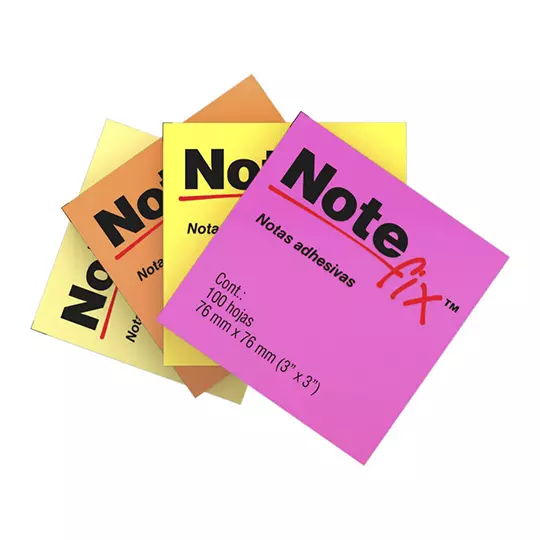 Notas adhesivas 3M Notefix colores neon 3 x 3 pulg 1 paquete con 100 hojas