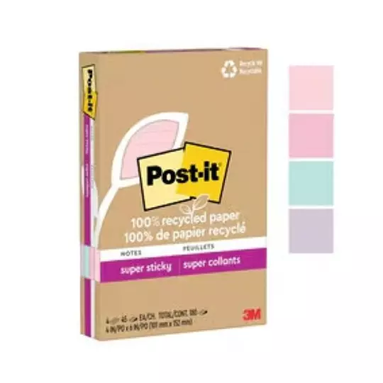 Notas adhesivas Mod 4621R-4SSNRP Post-itrayado 4x6 pulgadas4 blocks con 45 hs