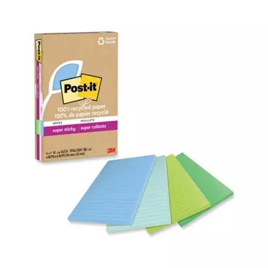 Notas adhesivas Mod 4621R-4SST Post-it rayado 4x6 pulgadas 4 blocks con 45 hs