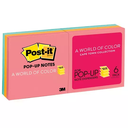 Notas adhesivas Mod.r330-an Post-it Pop-up Capetown 3x3pulgadas, 6 blocks 100 hj