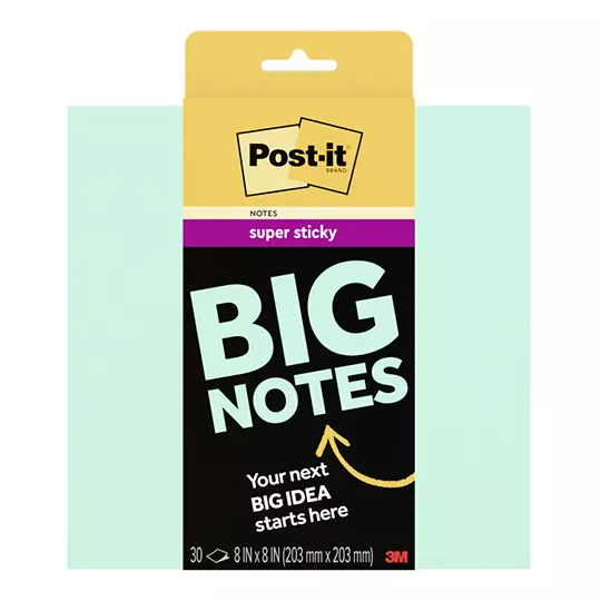 Notas adhesivas Post-It BIG NOTE Super Sticky 8 x 8 pulg color menta c/30 notas
