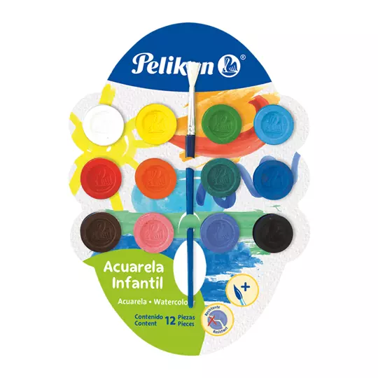 Acuarela infantil Pelikan paquete con 12 colores surtidos