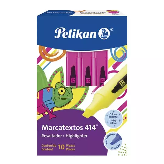 Resaltador de texto Pelikan 414 color rosa caja con 10 piezas