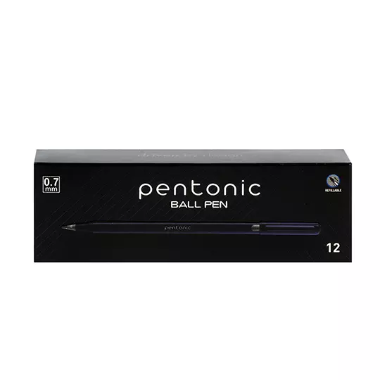 Bolígrafo fino Pentonic Ball Pen 0.7 mm color negro caja con 12 piezas