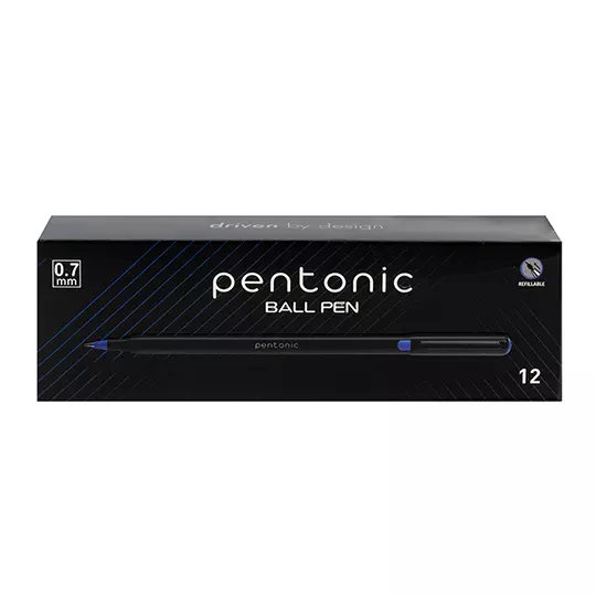 Bolígrafo fino Pentonic Ball Pen 0.7 mm color azul caja con 12 piezas