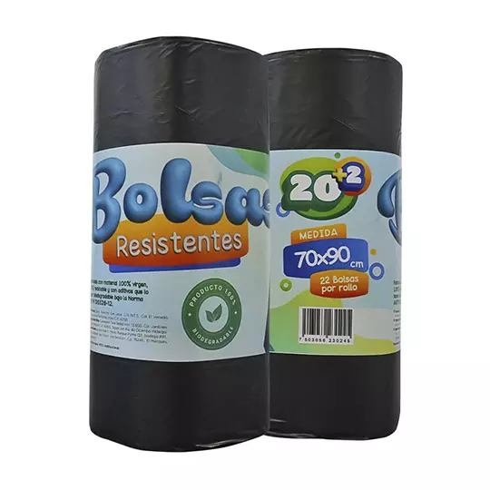 Bolsa mediana con jareta, rollo con 22 bolsas medidas de 70x90 cm