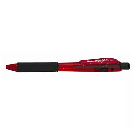 Boligrafo retractil Pentel Wow gel colors rojo punto 0.7  caja 12 pz