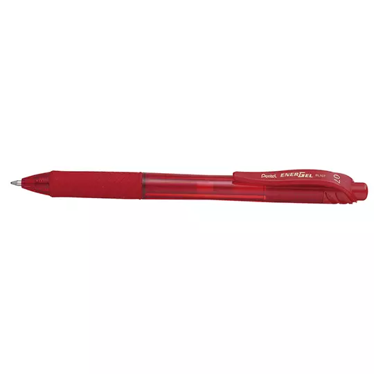 Bolígrafo retractil Pentel Energel rojo punto  0.7 mm caja con 12 pz.