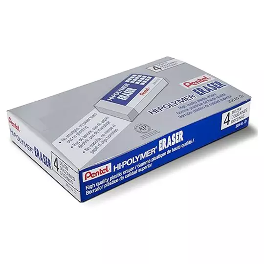 Goma Pentel Hi polymer erasers caja con 48 gomas