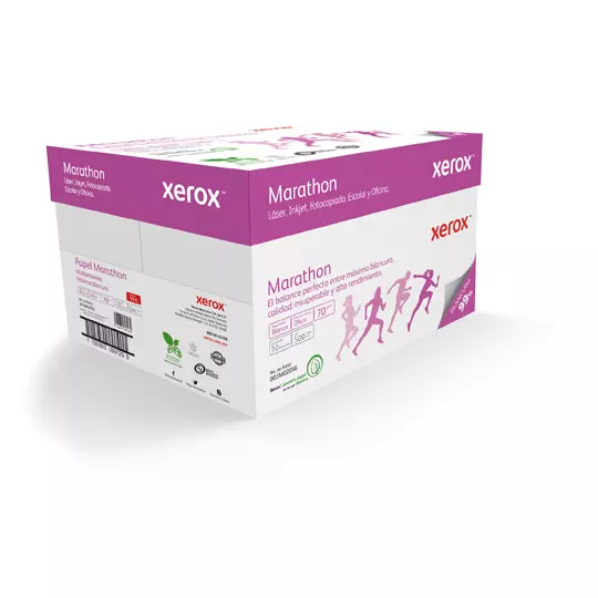 Caja de papel bond Marathon Xerox tamaño oficio 99% de blancura 70gr.