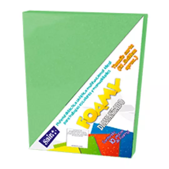 LM-Foamy  diamantado saira tamaño carta verde manzana  10 piezas